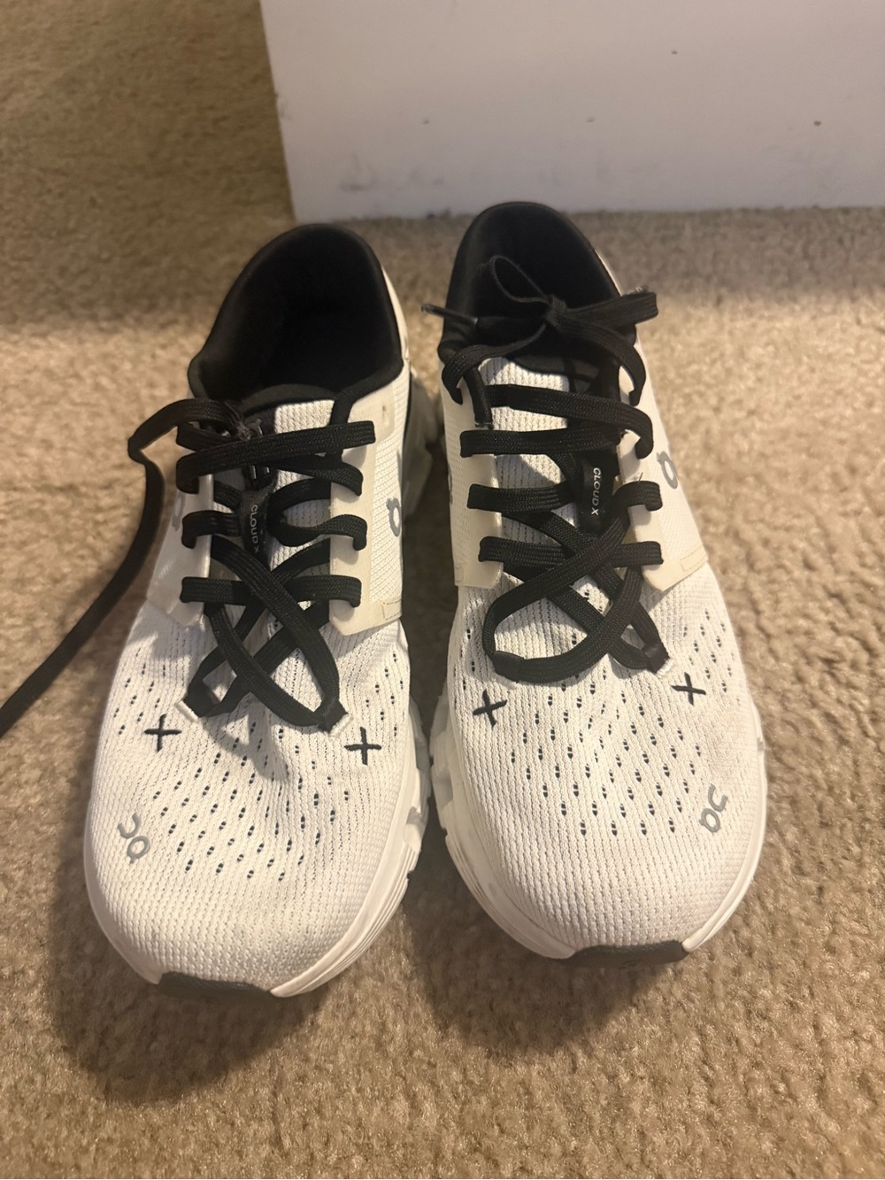 On Running White and Black Women's Athletic Running Sneakers